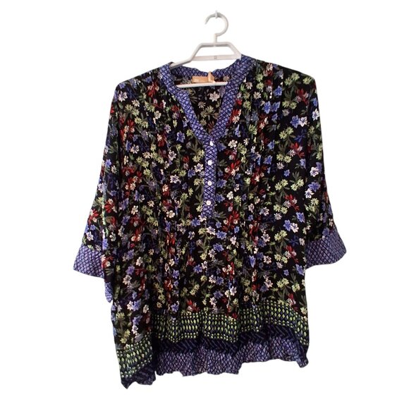 La Cera nwt shirt womens size 3x floral tunic rayon *small flaw - Picture 1 of 6
